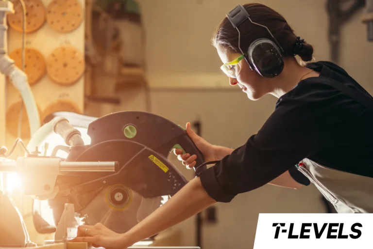 Apprentice using a circular power saw